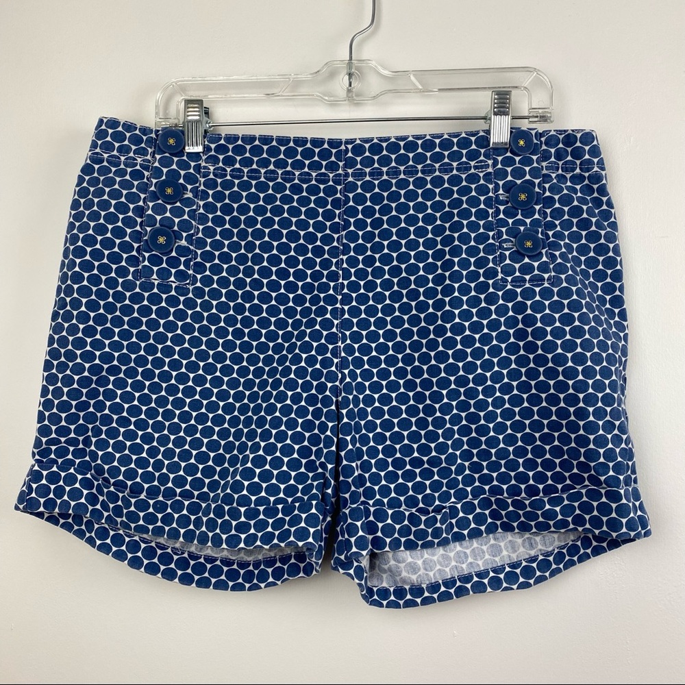 Boden Polka Dot Shorts Mid Thigh Button Fly Front